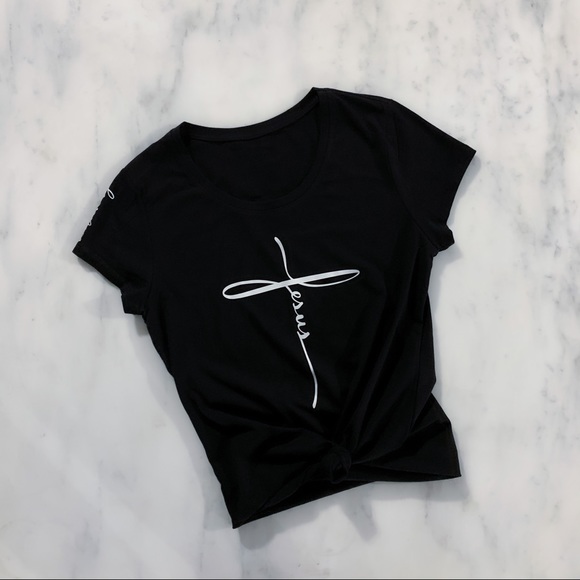 Jesus Name in Cross Christian T-Shirt - Picture 5 of 9